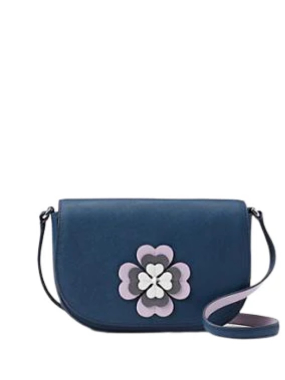 Kate Spade Reiley Spade Crossbody Bag with Lilac Gray & White Floral Applique